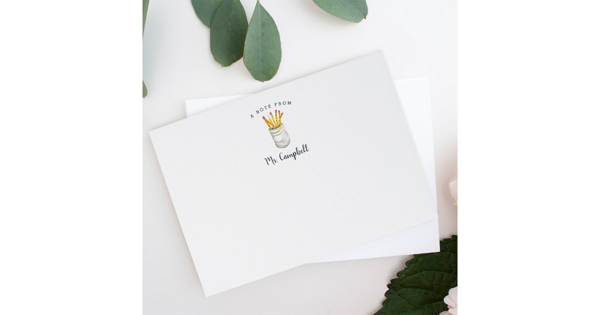 Personalized Teacher Stationery Flat Note Card | Zazzle