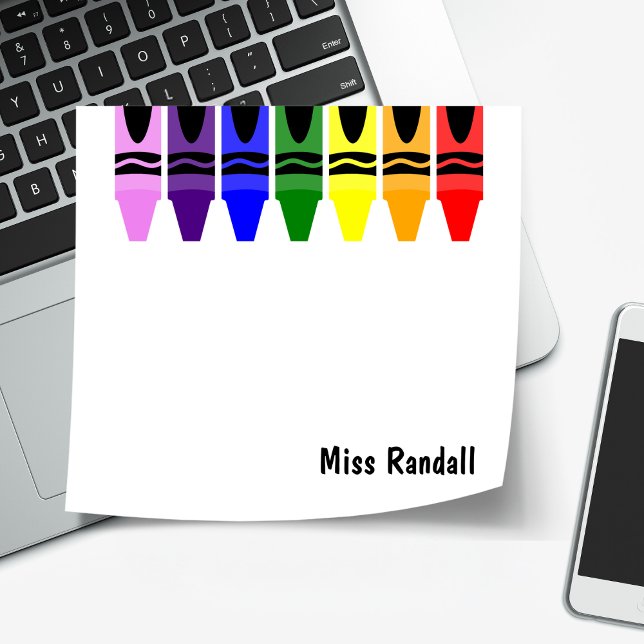 Personalized Teacher Sticky Crayon Desk Accessorie Post-it Notes (Creator Uploaded)