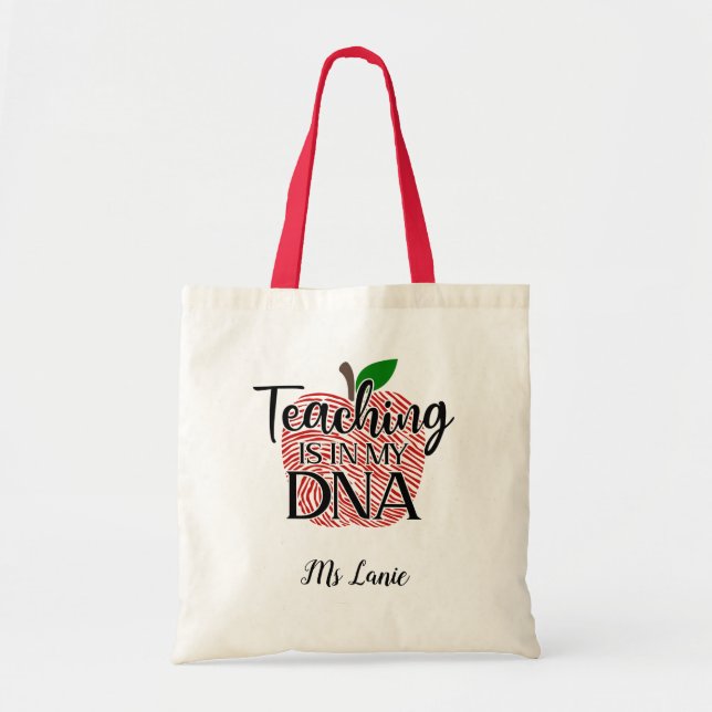 Personalized Teacher (Teaching is in my DNA) Tote Bag (Front)