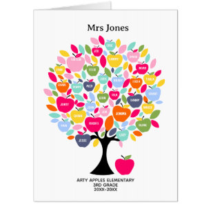 Personalized Teacher Thank You Apple Tree Word Art Card
