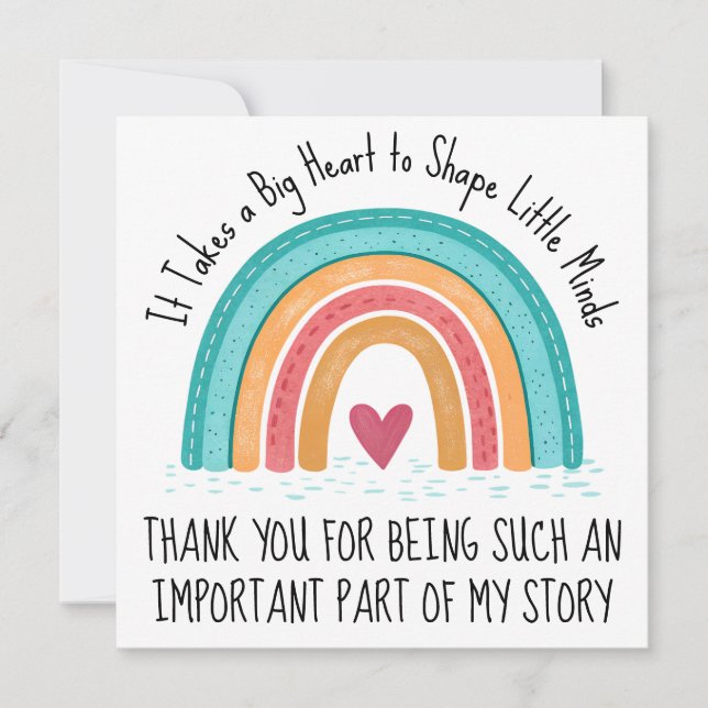 Personalized Teacher Thank You Card Rainbow Design (Front)