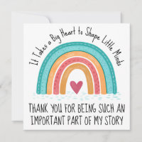 Personalized Teacher Thank You Card Rainbow Design