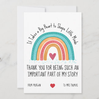 Personalized Teacher Thank You Card – Rainbow Quot