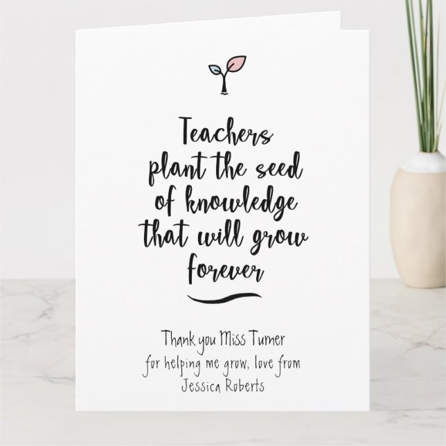 Personalized Teacher 'Thank you' Card with quote (Front)