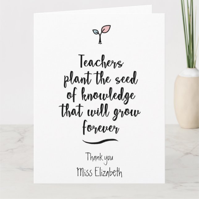 Personalized Teacher 'Thank you' Card with quote (Front)