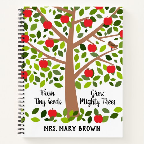 Personalized Teacher Tiny Seeds Grow Mighty Trees Notebook