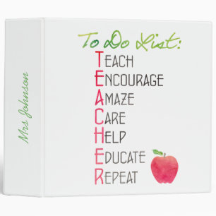 Personalized Teacher To Do List Lesson Plan 3 Ring Binder