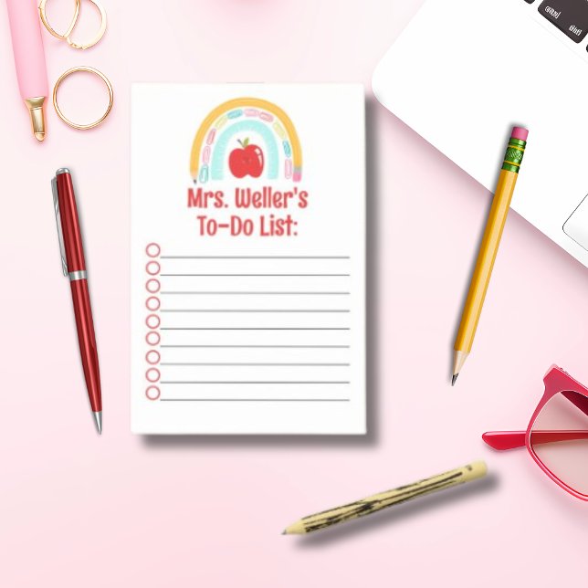 Personalized teacher to-do list rainbow post-it notes (Creator Uploaded)