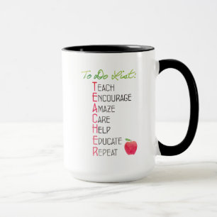 Personalized Teacher To Do List Watercolor Apple Mug