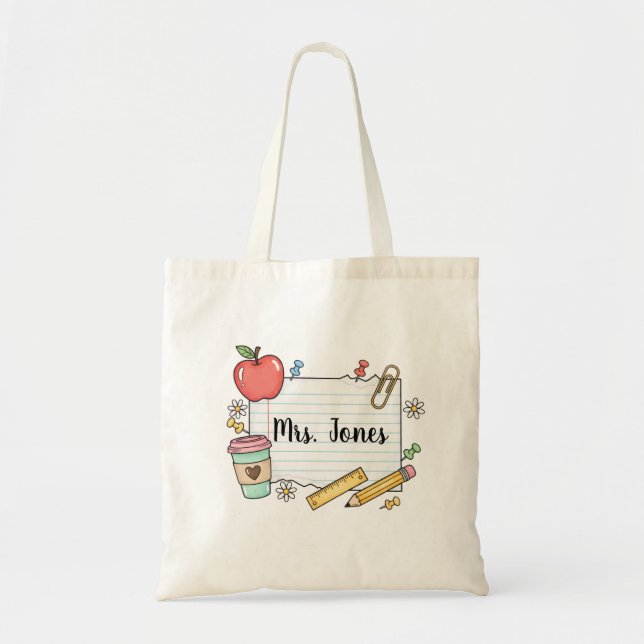 Personalized teacher Tote bag, Custom Teacher  Bag (Front)