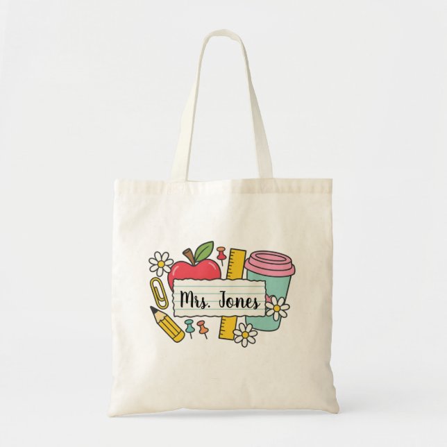 Personalized teacher Tote bag, Custom Teacher  Bag (Front)