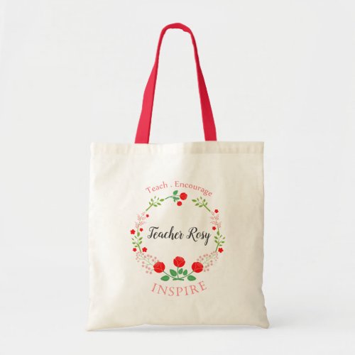 Personalized Teacher Tote Bag Flower Frame