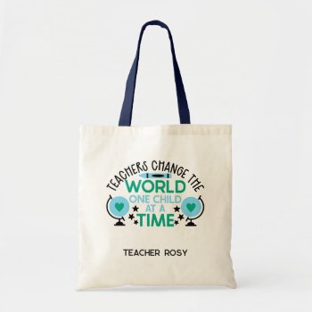 Personalized Teacher Tote Bags Change The World by CallaChic at Zazzle