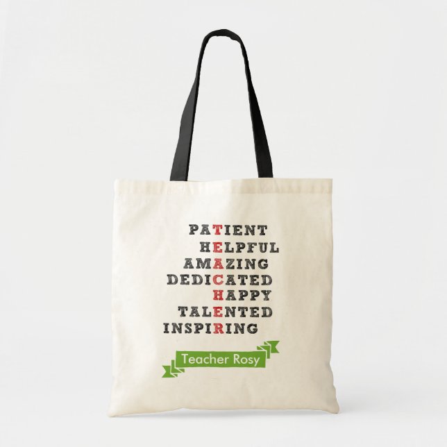 Personalized Teacher Tote Bags (Characteristics) (Front)