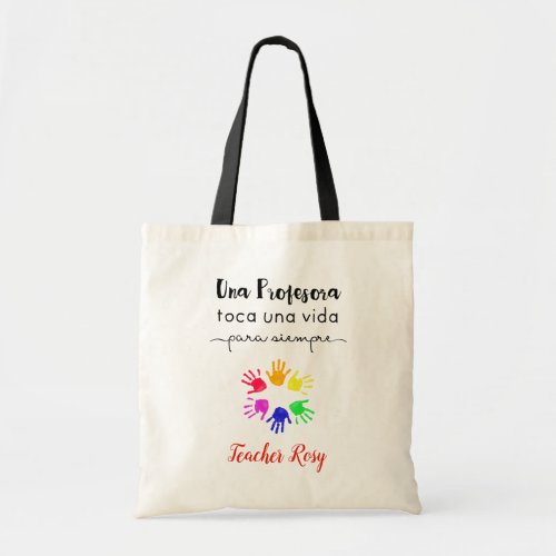 Personalized Teacher Tote Bags Spanish