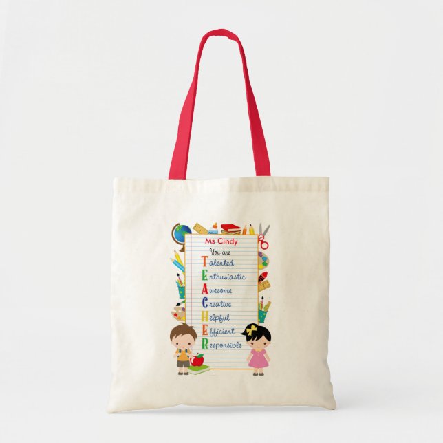 Personalized Teacher Tote Bags (Stationeries) (Front)