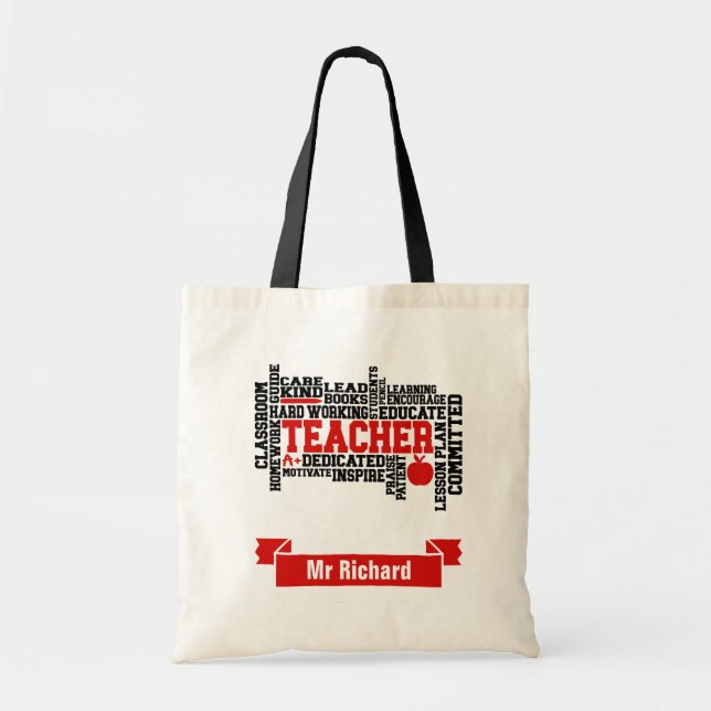 Personalized Teacher Tote Bags (Subway Art) (Front)