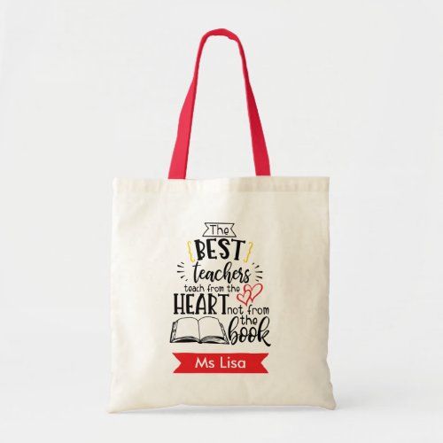 Personalized Teacher Tote Bags Teach from Heart