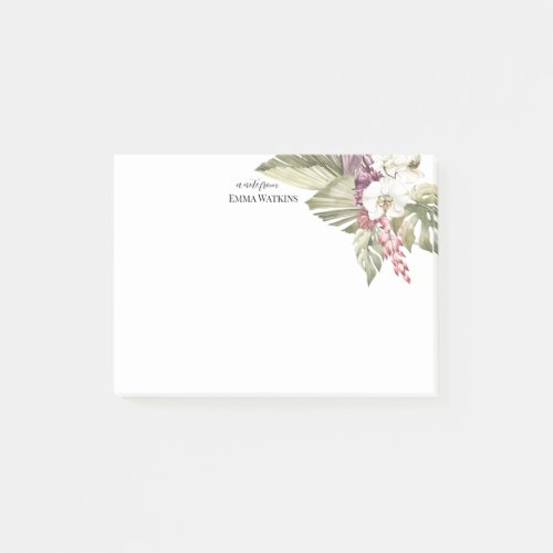 Personalized Teacher Tropical Boho Floral Post_it Notes