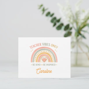 Personalized Teacher Vibes Only Note Card