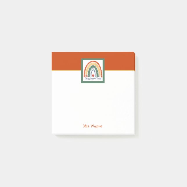 Personalized Teacher Vibes Rainbow Pencil Post-it Notes (Front)