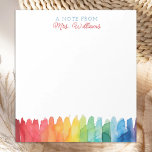 Personalized Teacher Watercolor Rainbow  Notepad<br><div class="desc">My Personalized Teacher Watercolor Rainbow Notepad makes a great gift for Your favorite teacher. Personalize with a name for a unique gift. Teachers note pads make great holiday or end of the year gifts. Design features my own illustration of a pencil. Other Color options available.</div>