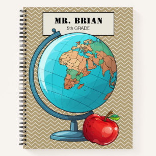 Personalized Teacher World Globe Notebook