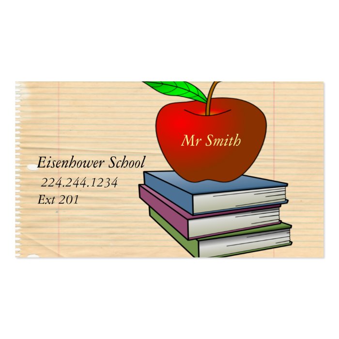 Personalized Teacher's Apple Business Card Templates