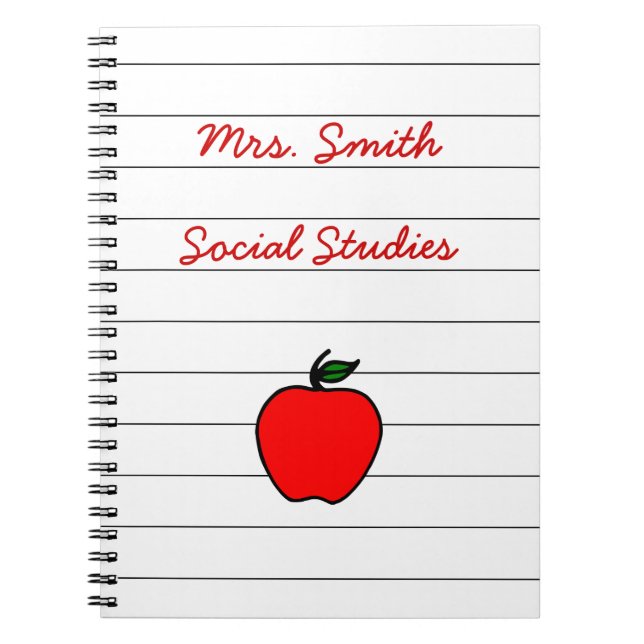 Personalized Teacher's Apple Notebook Gift Present (Front)