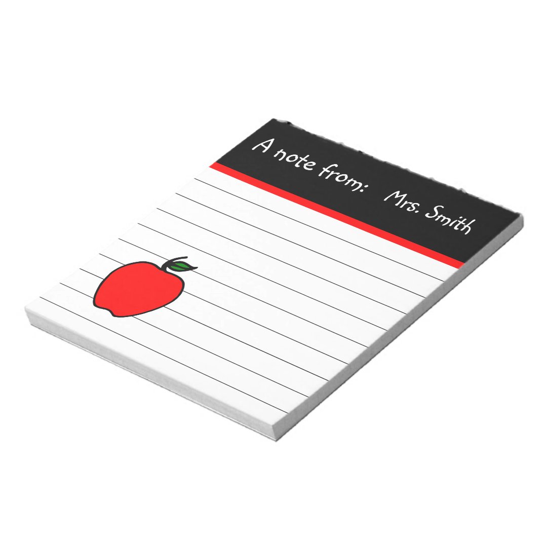 Personalized Teacher's Apple Notepad Gift (Rotated)