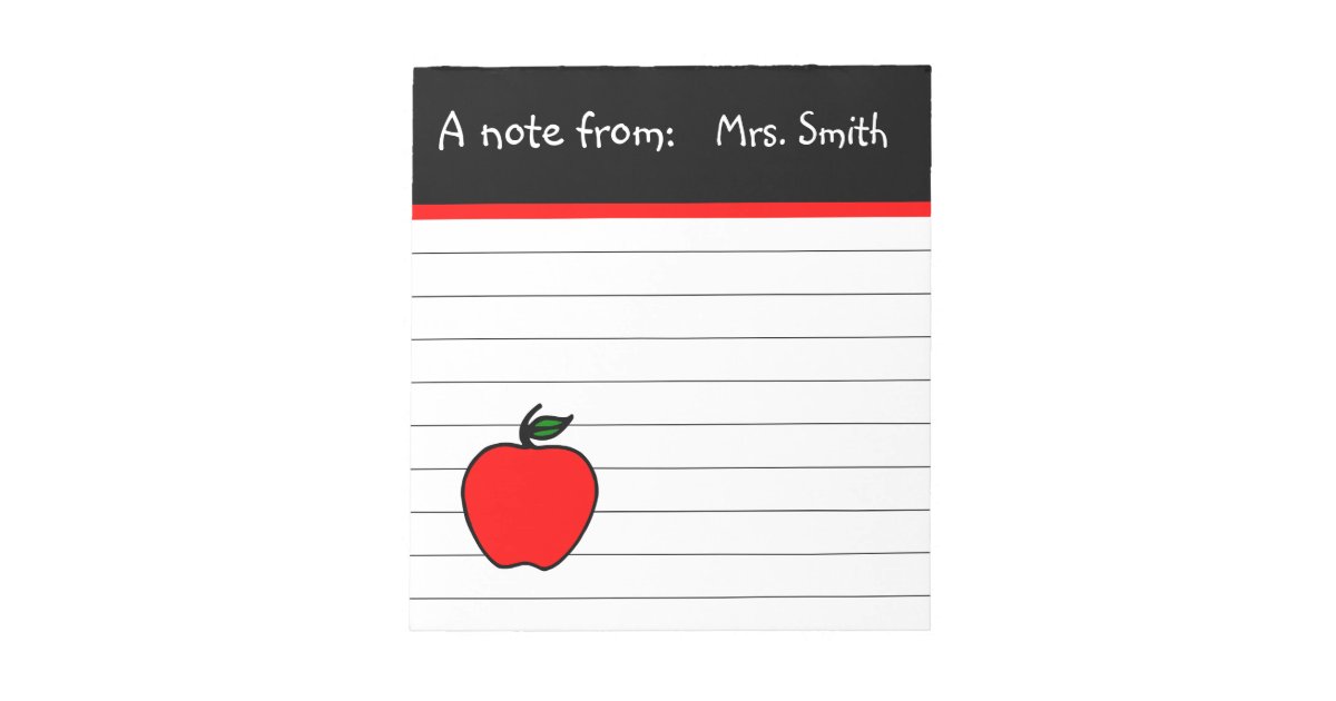 Personalized Teacher's Apple Notepad Gift | Zazzle