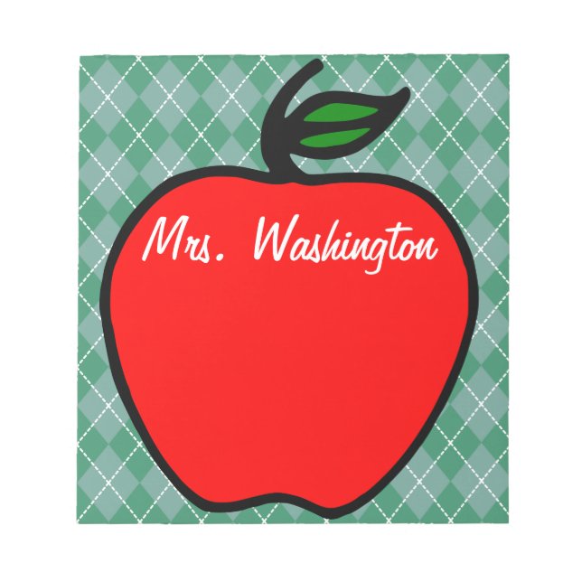 Personalized Teacher's Apple Notepad Gift Present (Front)