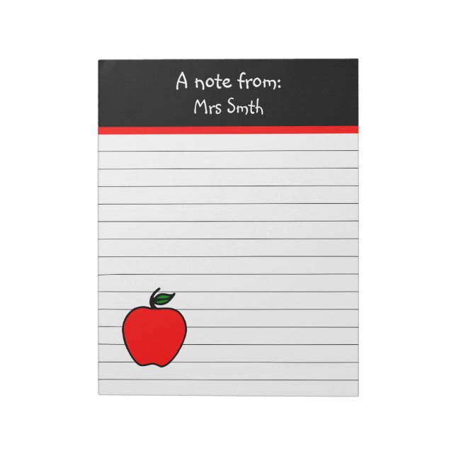 Personalized Teacher's Apple School Gift Notepad (Rotated)
