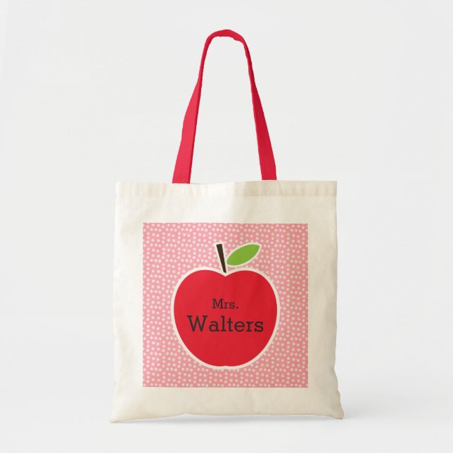 Personalized Teacher's Apple Tote Bag (Front)