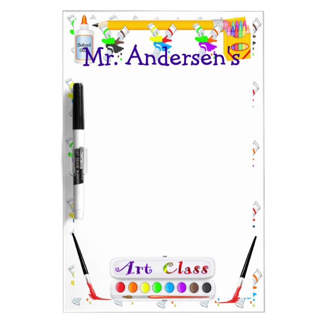 Personalized Teachers Art Class Dry Erase Board (Front)