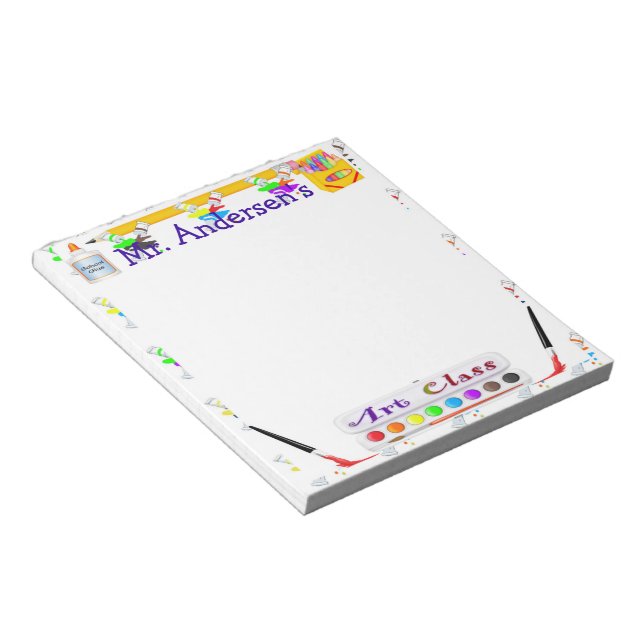 Personalized Teachers Art Class Notepad (Angled)