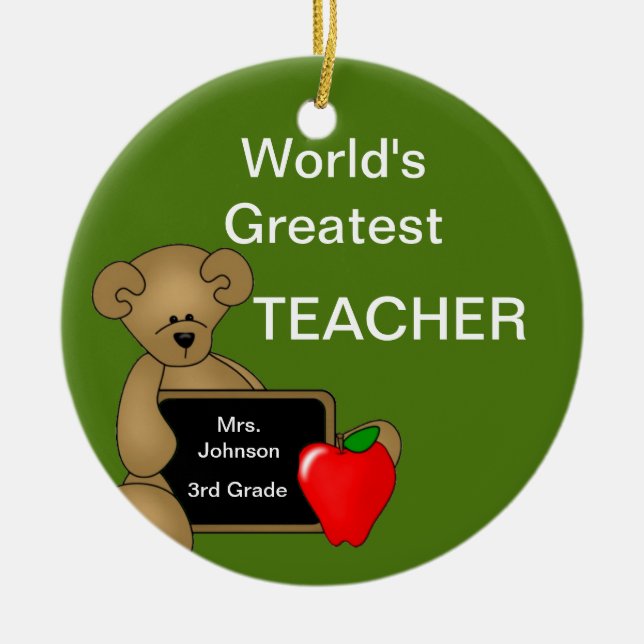 Personalized Teacher's Bear Ornament (Front)