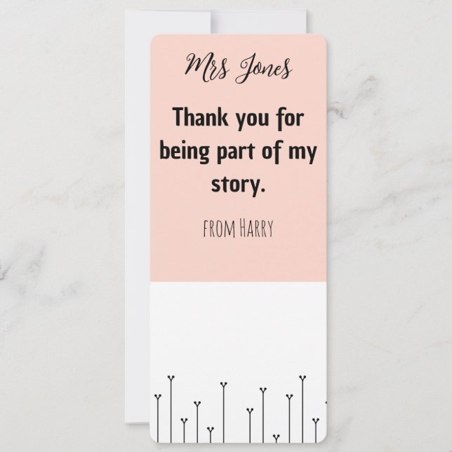 Personalized Teacher's Bookmark Holiday Card (Front)