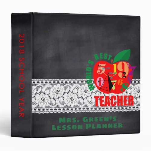 Personalized Teachers Chalkboard Lesson Planner Binder