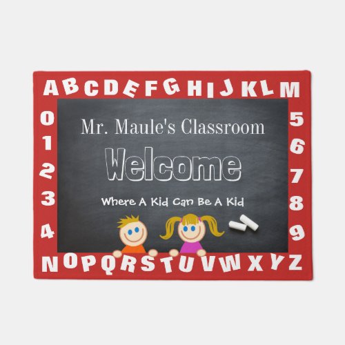 Personalized Teachers Classroom Alphabet Welcome Doormat