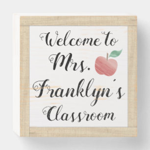 Personalized Teacher's Classroom Welcome Farmhouse Wooden Box Sign