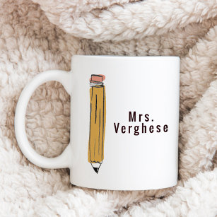 Teachers Personalized Large Coffee Mugs - Crayon Letter