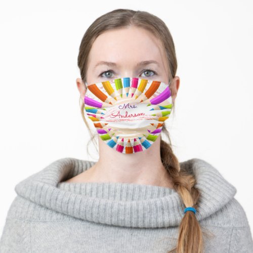 Personalized Teachers Colorful Pencils Adult Cloth Face Mask