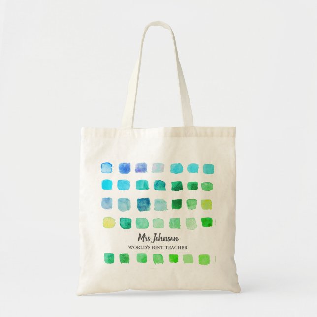 Personalized Teacher's Green Tote Bag (Front)