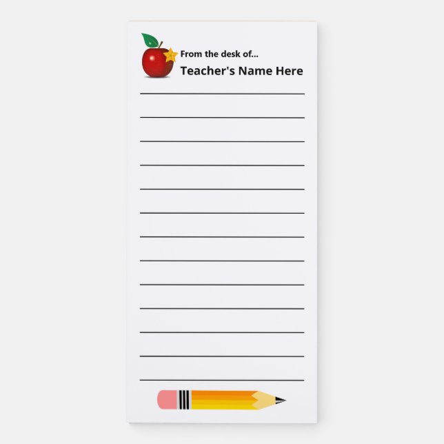 Personalized Teacher's Magnetic Notepad (Front)