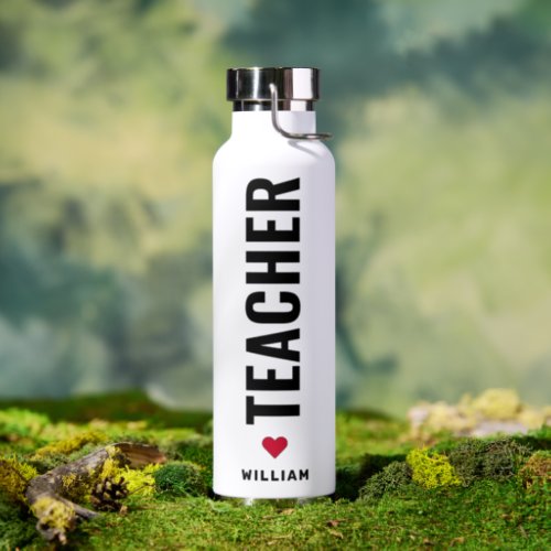 Personalized Teachers Modern Valentines Day Gift  Water Bottle