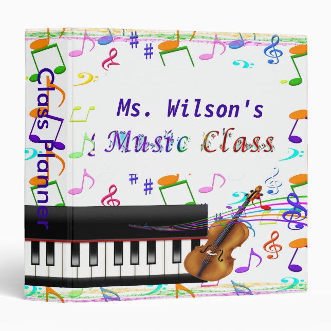 Personalized Teachers Music Class Binder/Planner Binder (Front/Spine)