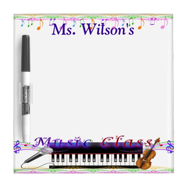 Personalized Teachers Music Class Dry Erase Board (Front)