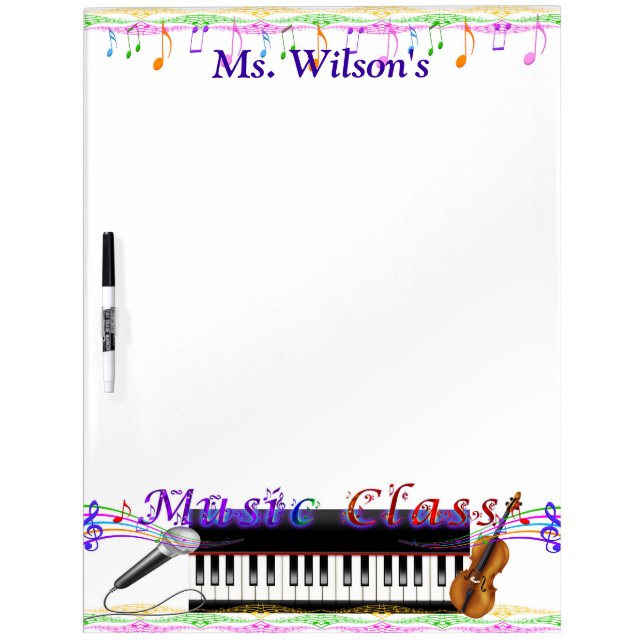 Personalized Teachers Music Class Dry Erase Board (Front)