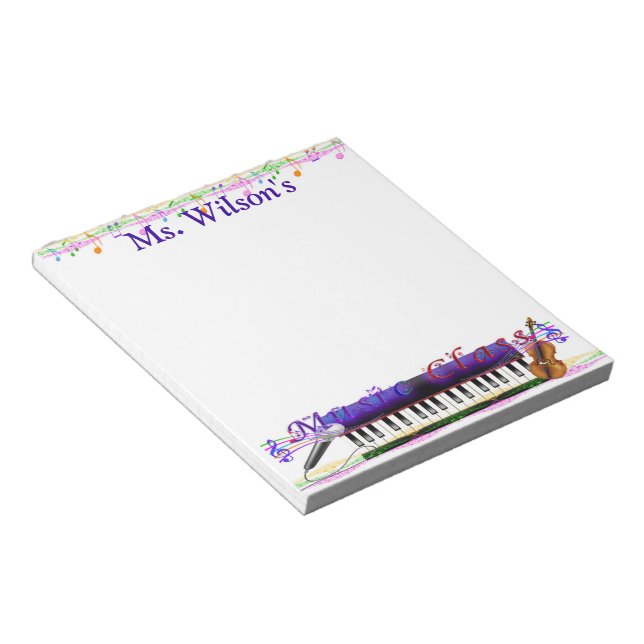 Personalized Teachers Music Class Notepad (Angled)